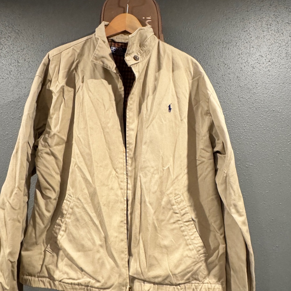 Polo by Ralph Lauren Men's Beige and plaid lined jacket. Vintage 1990’s Polo